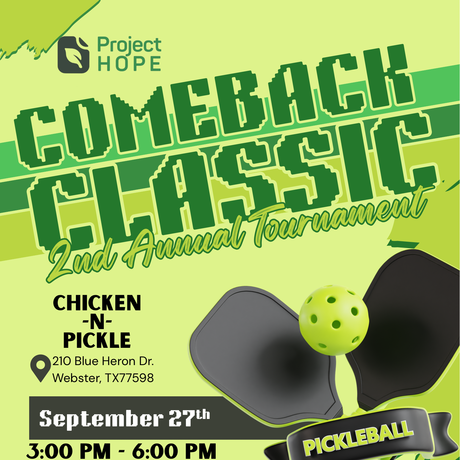 Project Hope Texas: 2nd annual Pickleball Tournament - logo